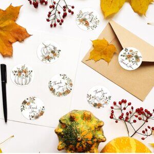 1000 Pumpkin Thank You Stickers NWT